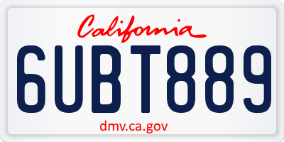 CA license plate 6UBT889