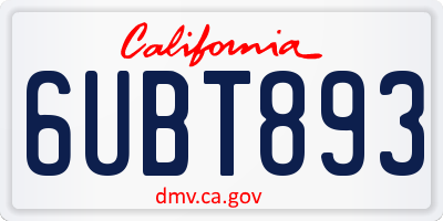 CA license plate 6UBT893