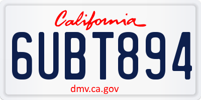 CA license plate 6UBT894