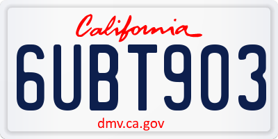 CA license plate 6UBT903