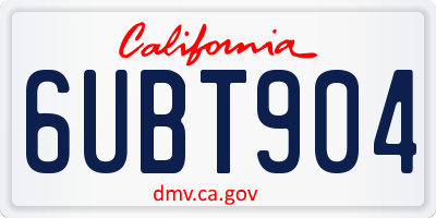 CA license plate 6UBT904