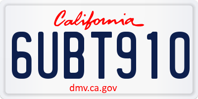 CA license plate 6UBT910