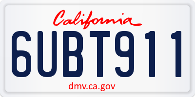 CA license plate 6UBT911