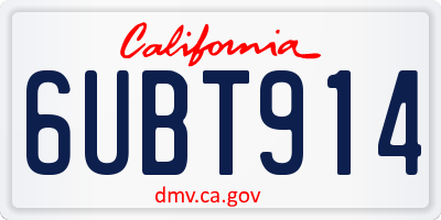 CA license plate 6UBT914