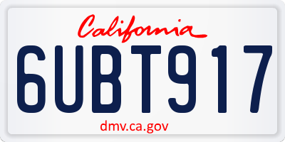 CA license plate 6UBT917
