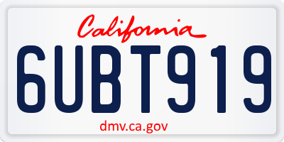 CA license plate 6UBT919