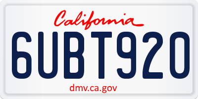 CA license plate 6UBT920