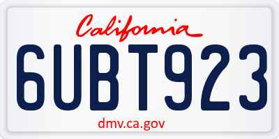 CA license plate 6UBT923