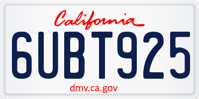 CA license plate 6UBT925