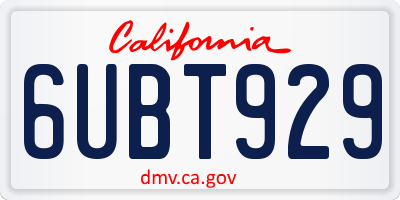 CA license plate 6UBT929