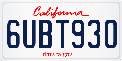 CA license plate 6UBT930