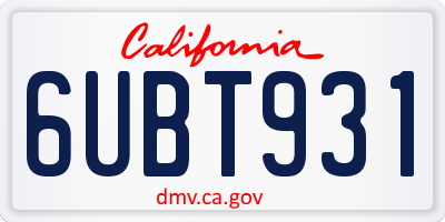 CA license plate 6UBT931