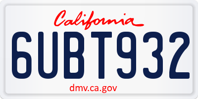 CA license plate 6UBT932