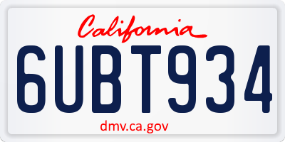 CA license plate 6UBT934