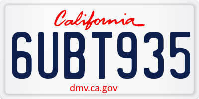 CA license plate 6UBT935