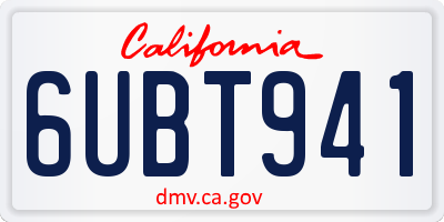 CA license plate 6UBT941