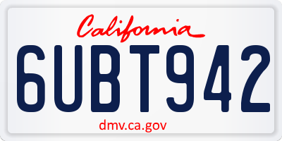 CA license plate 6UBT942