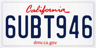 CA license plate 6UBT946