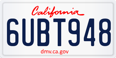 CA license plate 6UBT948