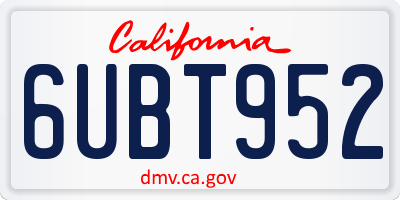 CA license plate 6UBT952