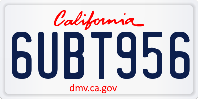 CA license plate 6UBT956