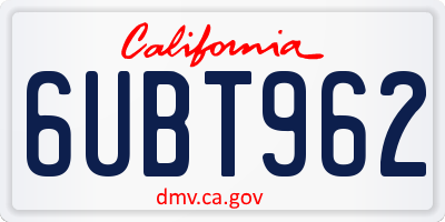 CA license plate 6UBT962