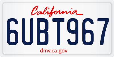 CA license plate 6UBT967
