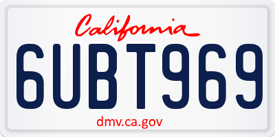 CA license plate 6UBT969