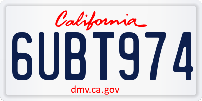 CA license plate 6UBT974