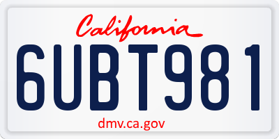CA license plate 6UBT981