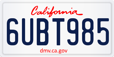 CA license plate 6UBT985