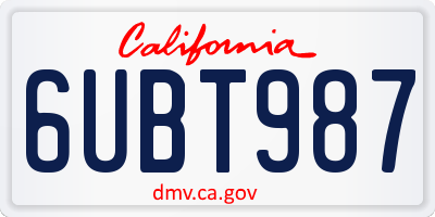 CA license plate 6UBT987