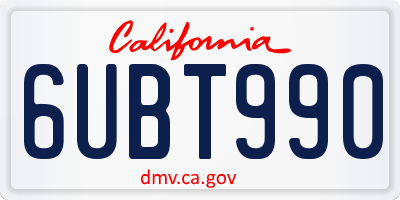 CA license plate 6UBT990