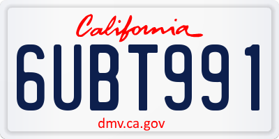 CA license plate 6UBT991