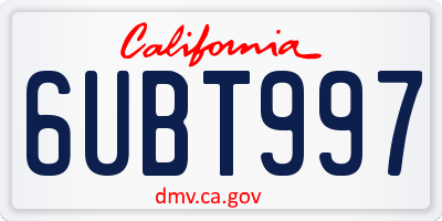 CA license plate 6UBT997