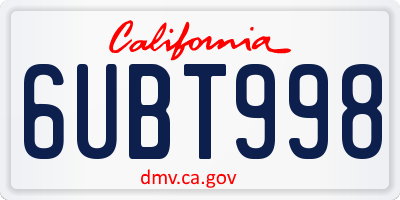 CA license plate 6UBT998