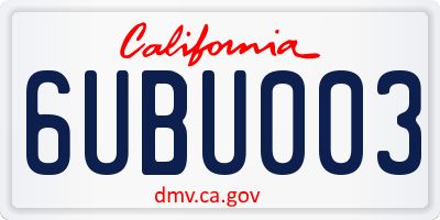 CA license plate 6UBU003