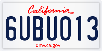 CA license plate 6UBU013