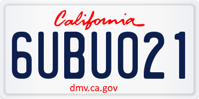 CA license plate 6UBU021