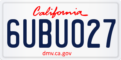 CA license plate 6UBU027