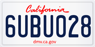 CA license plate 6UBU028