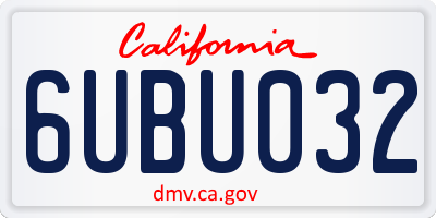 CA license plate 6UBU032