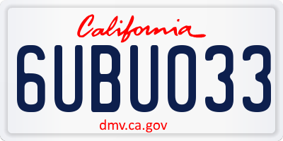 CA license plate 6UBU033