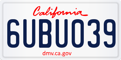 CA license plate 6UBU039