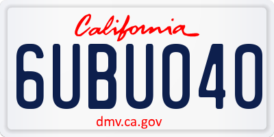 CA license plate 6UBU040