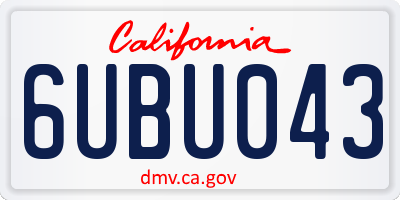 CA license plate 6UBU043