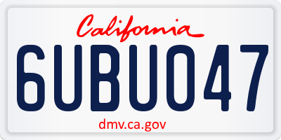 CA license plate 6UBU047