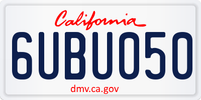 CA license plate 6UBU050