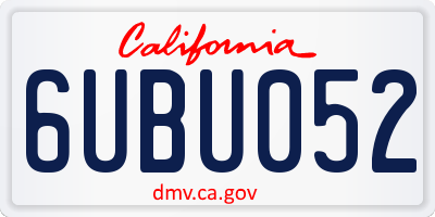 CA license plate 6UBU052