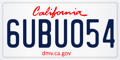 CA license plate 6UBU054